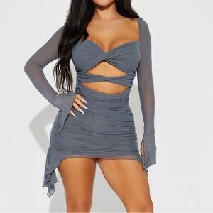 Michelle Mesh Mini Dress - Grey